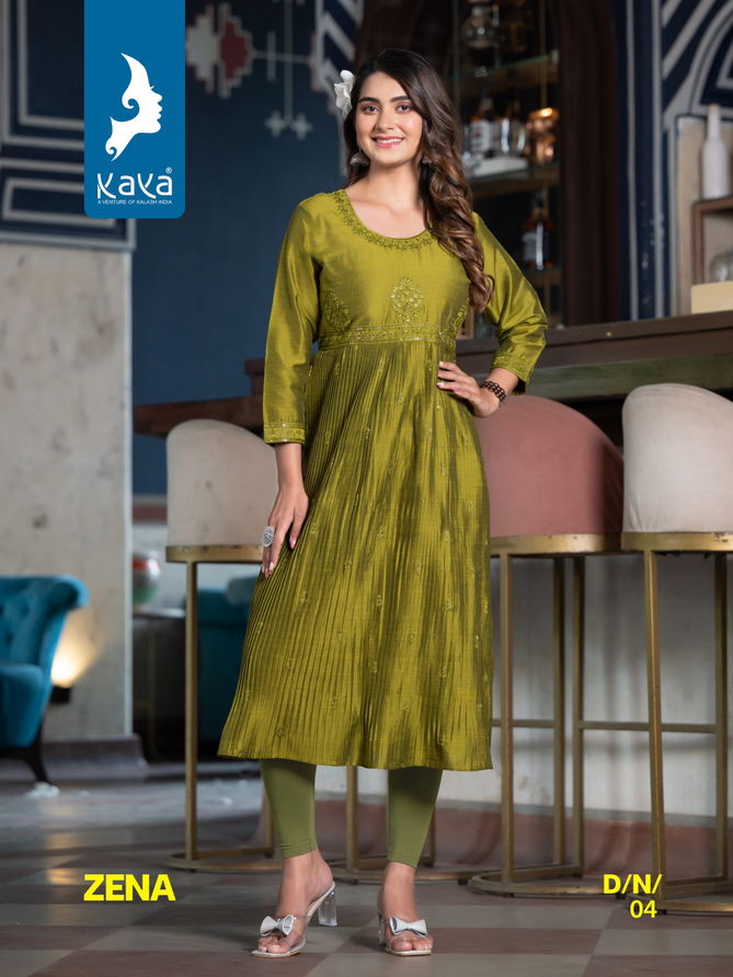 Kaya Zeena Silk Naira Cut Designer Kurtis Catalog
